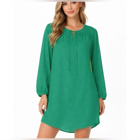 Gibson Dresses & Skirts - GIBSON Green Long Sleeve Mini Shift Dress